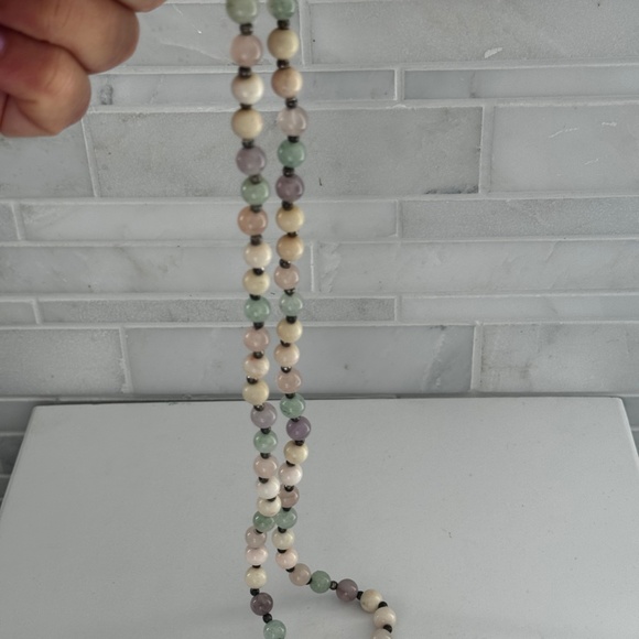 Vintage Beaded Necklace Rose Quartz Aventurine Amethyst Gemstone Natural 24" - Picture 5 of 15